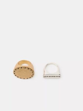 Zara Gold and Silver Studded Signet Ring Set